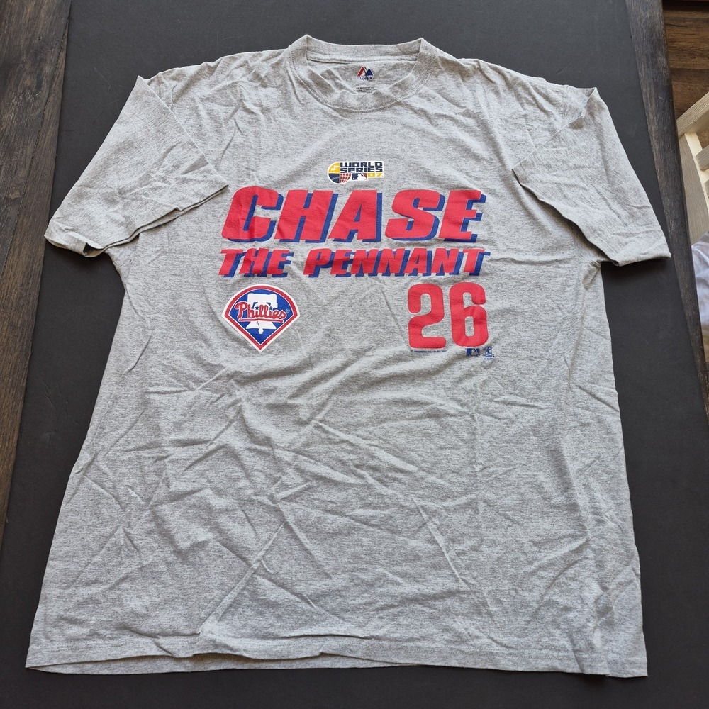 Chase The Pennant PHILADELPHIA PHILLIES World Series 07 MAJESTIC T-SHIRT Sz 2 XL